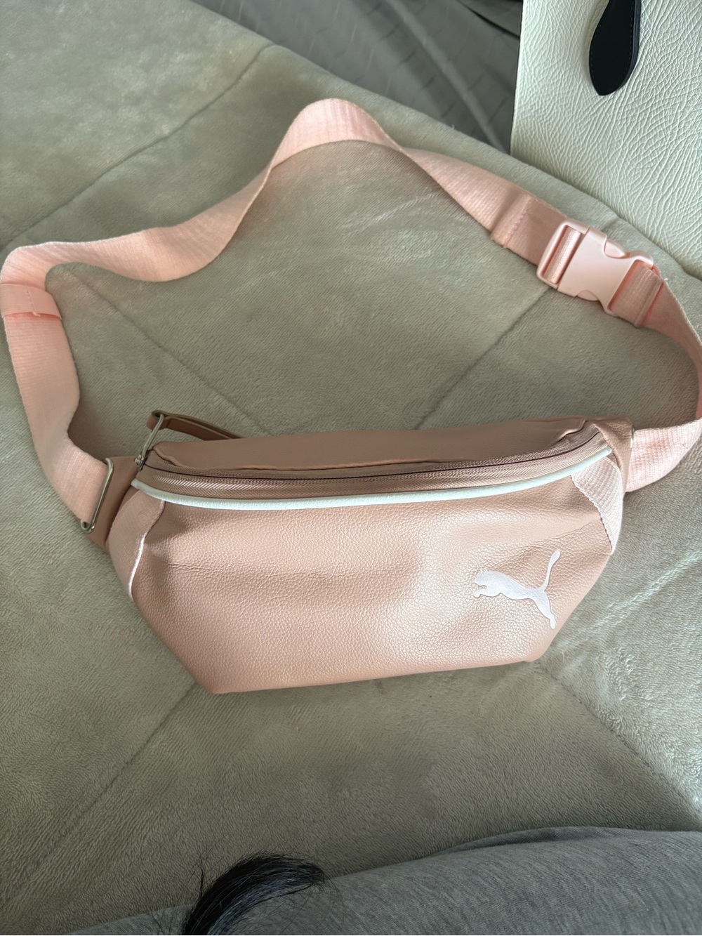 Puma Light Pink Faux Leather Crossbody Waist Bag
